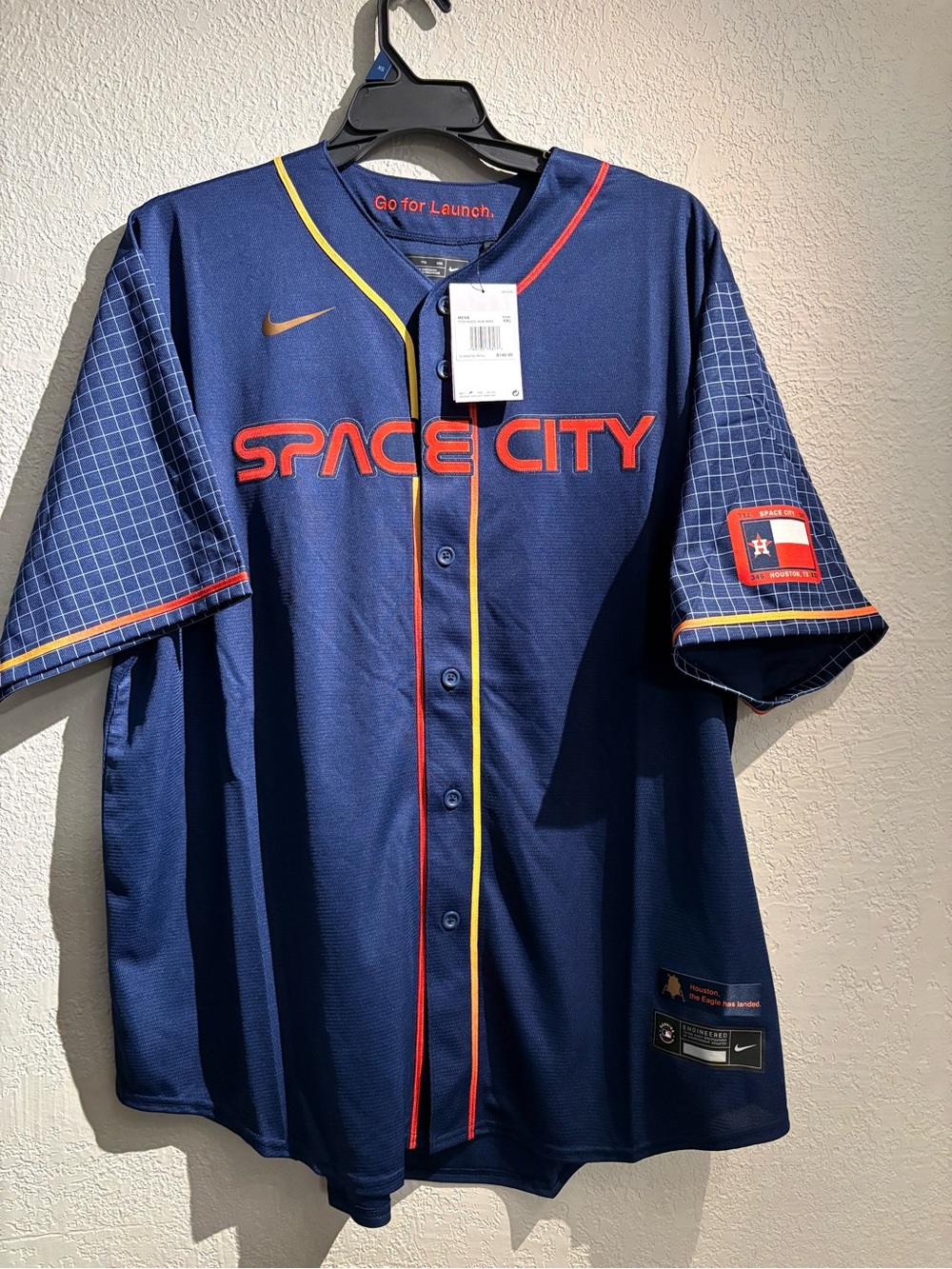 Nike Space City Navy Blue Baseball Jersey with Red & Yellow Trim